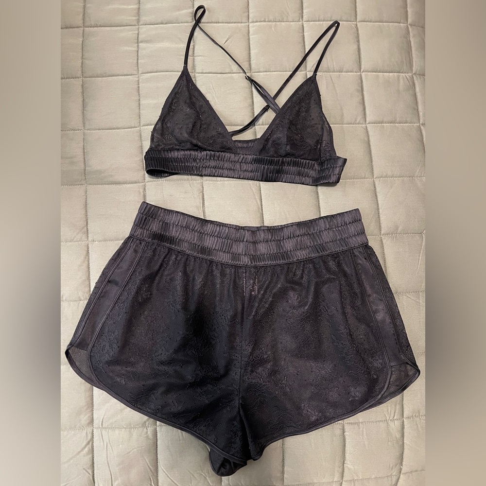 Victoria’s Secret Lace Bralette Shorts Black Set Medium